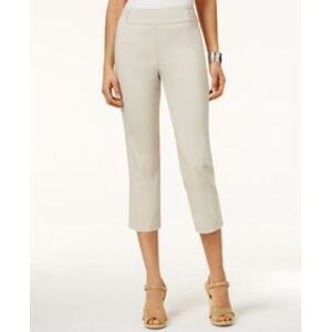 Jm Collection Petite Rivet-Detail Tummy Control Capri Pants Stonewall